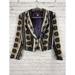 Vintage Show Season Scottsdale Western Jacket Cropped Aztec Leather USA 10